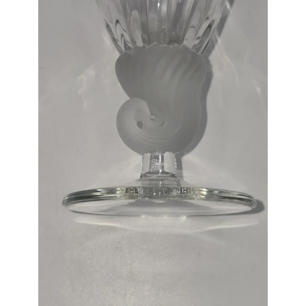 Vintage Golden Crown E&R Bayel Crystal Twisted Flower Vase Frosted Shell
